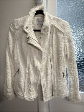 Carolina Belle Cream Bouclé Moto Blazer